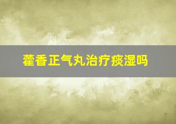 藿香正气丸治疗痰湿吗