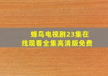 蜂鸟电视剧23集在线观看全集高清版免费