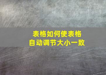 表格如何使表格自动调节大小一致