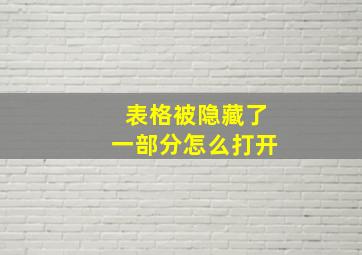 表格被隐藏了一部分怎么打开