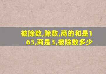 被除数,除数,商的和是163,商是3,被除数多少