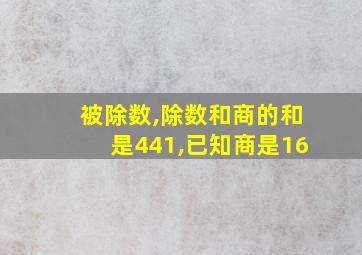 被除数,除数和商的和是441,已知商是16