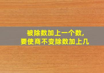 被除数加上一个数,要使商不变除数加上几