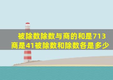 被除数除数与商的和是713商是41被除数和除数各是多少