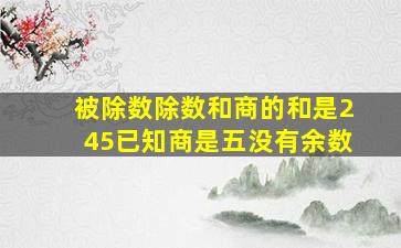 被除数除数和商的和是245已知商是五没有余数