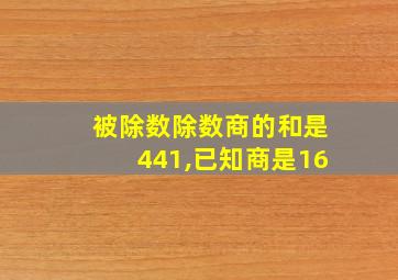 被除数除数商的和是441,已知商是16