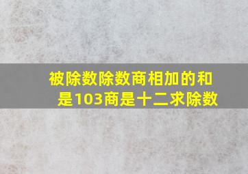 被除数除数商相加的和是103商是十二求除数