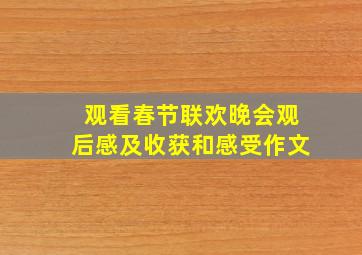 观看春节联欢晚会观后感及收获和感受作文