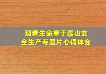 观看生命重于泰山安全生产专题片心得体会