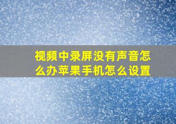 视频中录屏没有声音怎么办苹果手机怎么设置