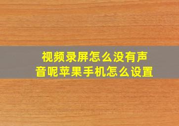 视频录屏怎么没有声音呢苹果手机怎么设置