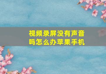 视频录屏没有声音吗怎么办苹果手机