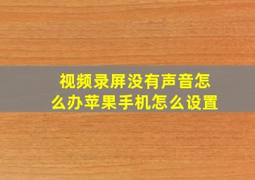 视频录屏没有声音怎么办苹果手机怎么设置