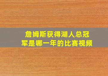 詹姆斯获得湖人总冠军是哪一年的比赛视频