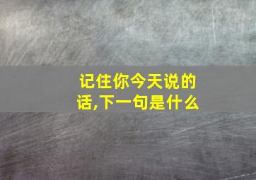 记住你今天说的话,下一句是什么