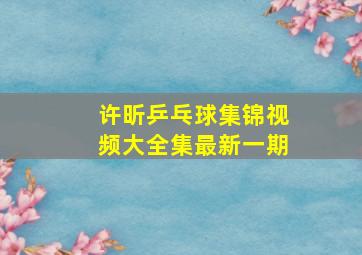 许昕乒乓球集锦视频大全集最新一期