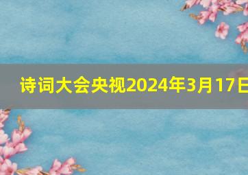 诗词大会央视2024年3月17日