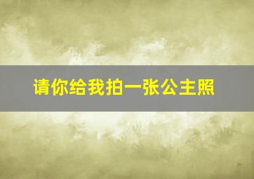 请你给我拍一张公主照