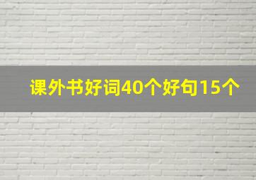 课外书好词40个好句15个