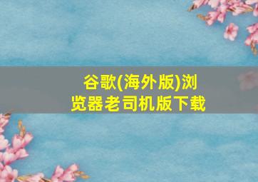 谷歌(海外版)浏览器老司机版下载