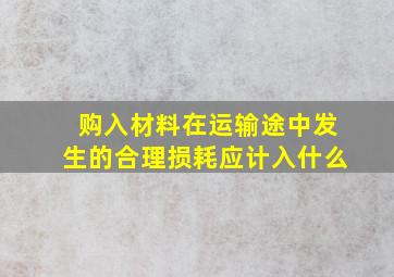 购入材料在运输途中发生的合理损耗应计入什么