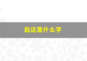 赵这是什么字