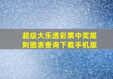 超级大乐透彩票中奖规则图表查询下载手机版