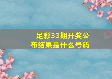 足彩33期开奖公布结果是什么号码