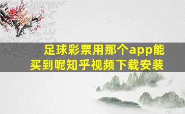 足球彩票用那个app能买到呢知乎视频下载安装