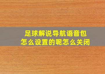 足球解说导航语音包怎么设置的呢怎么关闭