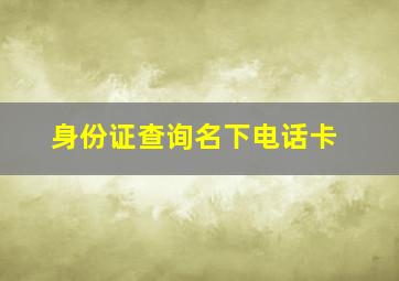 身份证查询名下电话卡