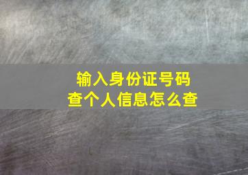 输入身份证号码查个人信息怎么查