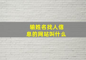 输姓名找人信息的网站叫什么