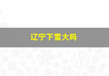 辽宁下雪大吗