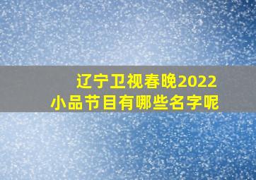 辽宁卫视春晚2022小品节目有哪些名字呢