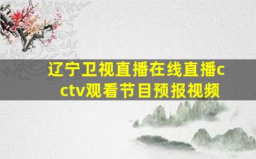 辽宁卫视直播在线直播cctv观看节目预报视频