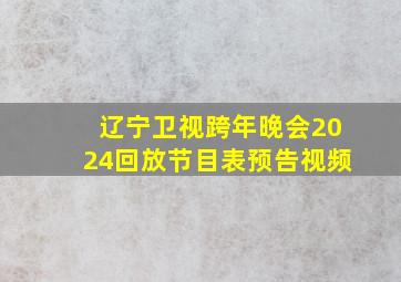 辽宁卫视跨年晚会2024回放节目表预告视频