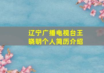 辽宁广播电视台王晓明个人简历介绍