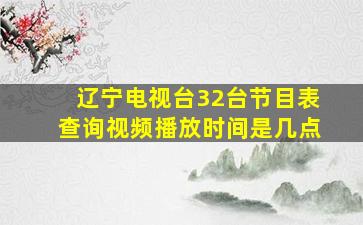 辽宁电视台32台节目表查询视频播放时间是几点