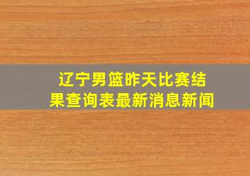 辽宁男篮昨天比赛结果查询表最新消息新闻