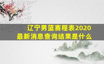 辽宁男篮赛程表2020最新消息查询结果是什么