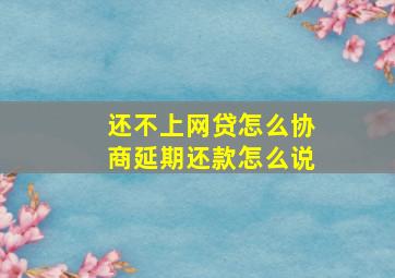 还不上网贷怎么协商延期还款怎么说