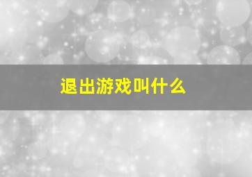 退出游戏叫什么