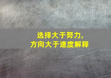 选择大于努力,方向大于速度解释