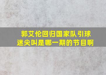 郭艾伦回归国家队引球迷尖叫是哪一期的节目啊