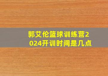 郭艾伦篮球训练营2024开训时间是几点