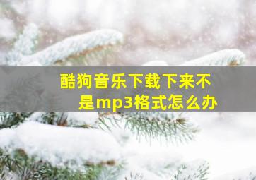 酷狗音乐下载下来不是mp3格式怎么办