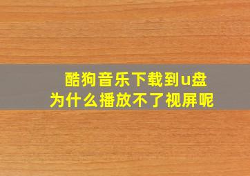 酷狗音乐下载到u盘为什么播放不了视屏呢