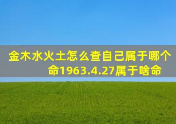 金木水火土怎么查自己属于哪个命1963.4.27属于啥命