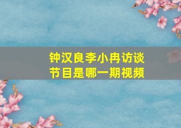 钟汉良李小冉访谈节目是哪一期视频